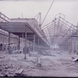 Glass Negative - Construction of the City Municipal Fruit Market Building Number 3 in Haymarket, 1911