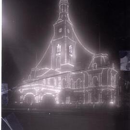 Glass Negative - Town Hall Illuminations, George Street Sydney 1920
