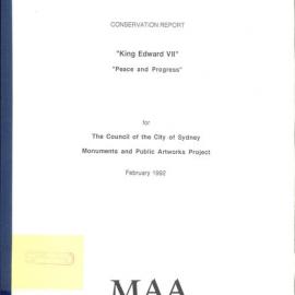 Conservation report: King Edward VII, Peace and Progress/ Museum Association of Australia for the