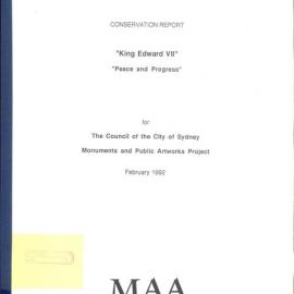 Conservation report: King Edward VII, Peace and Progress/ Museum Association of Australia, 1992