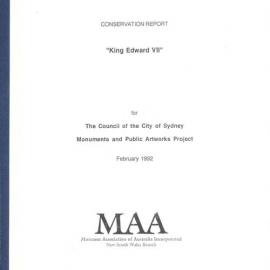 Conservation report: King Edward VII/ Museum Association of Australia, New South Wales Branch, for