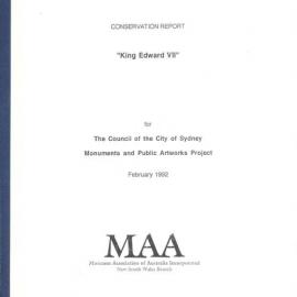 Conservation report: King Edward VII / Museum Association of Australia, 1992