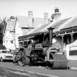 Steam roller in Mt Vernon Street Glebe, 1963