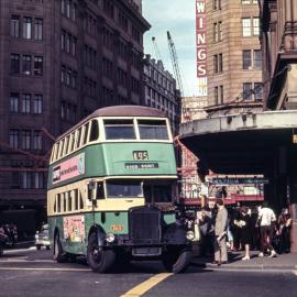 Double decker bus at corner of Market Street and York Street Sydney, 1970