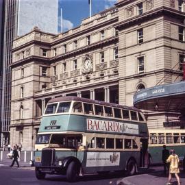 View of bus in front of Customs House, Alfred Street Sydney, 1969