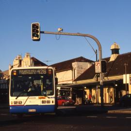 Bus 426 at the bridge and Newtown Railway Station, 2002