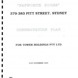 Conservation plan - Fayworth House - 379-383 Pitt Street Sydney