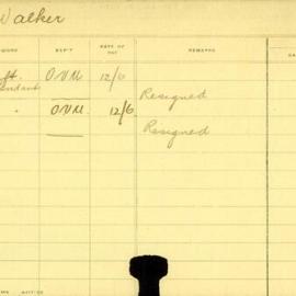 Staff Card - Walker, L - employed 1909-1910