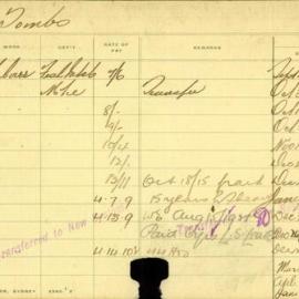 Staff Card - Tombs, T - employed 1916-1921