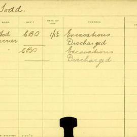 Staff Card - Todd, W - employed 1908-1909