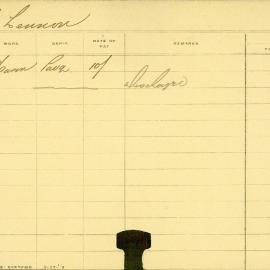 Staff card - Lennon, J - employed 1907