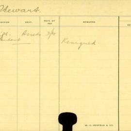 Staff Card - Stewart, P - employed 1913