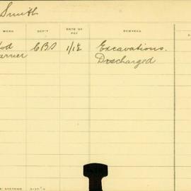 Staff Card - Smith, W - employed 1908