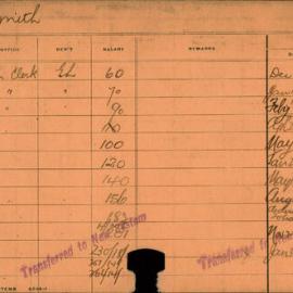Staff Card - Smith, J - employed 1913-1921