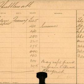 Staff Card - Shuttleworth, M - employed 1891-1915