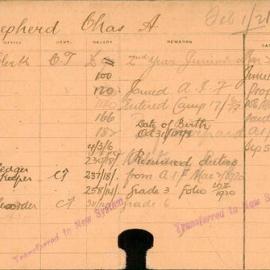 Staff Card - Shepherd, Charles A - employed 1916-1922