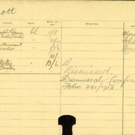 Staff Card - Scott, S - employed 1914-1918