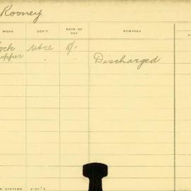 Staff Card - Rooney, J - employed 1908