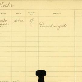 Staff Card - Roche, J - employed 1908