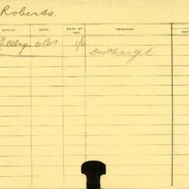 Staff Card - Roberts, A - employed 1915