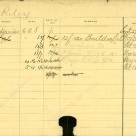 Staff Card - Riley, W - employed 1914-1921