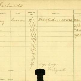 Staff Card - Richards, J - employed 1911-1916