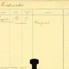 Staff Card - Richards, A - employed 1912