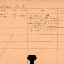 Staff Card - Rhoades, WJ - employed 1921