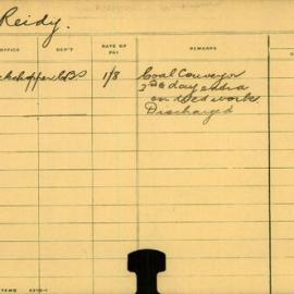 Staff Card - Reidy, I - employed 1911