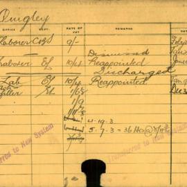 Staff Card - Quigley, T - employed 1915-1920