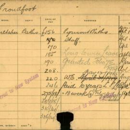 Staff Card - Proudfoot, H - employed 1908-1921