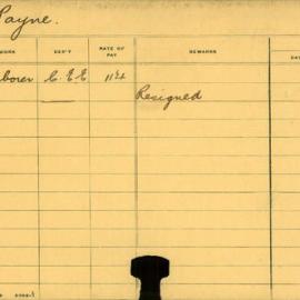 Staff Card - Payne, H - employed 1910