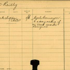 Staff Card - O'Reilly, T - employed 1911