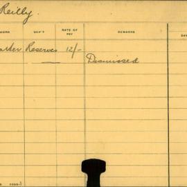 Staff Card - O'Reilly, G - employed 1909-1910