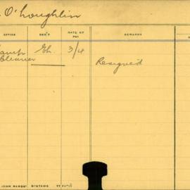 Staff Card - O'Loughlin, E - employed 1912