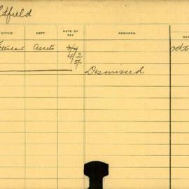 Staff Card - Oldfeild, S - employed 1913-1915