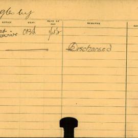 Staff Card - Oglesby, G - employed 1914-1915