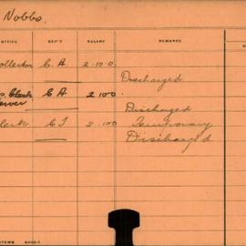 Staff Card - Nobbs, T - employed 1910-1911