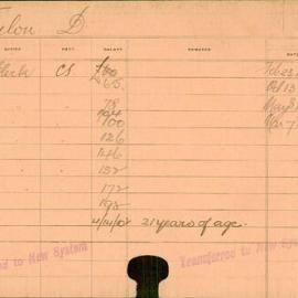 Staff Card - Neylon, D - employed 1917-1922