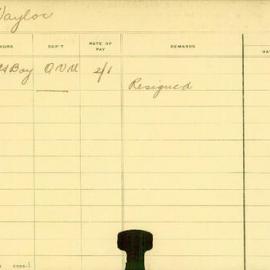 Staff Card - Naylor, F - employed 1910