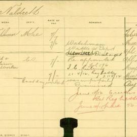 Staff Card - Naldreth, F - employed 1887-1913