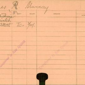 Staff Card - Murray, M (Miss) - employed 1921