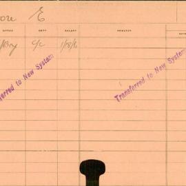 Staff Card - Moore, E - employed 1921