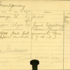 Staff Card - Montgomery, A - employed 1914-1916