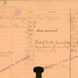 Staff Card - Moclair, V - employed 1915-1921