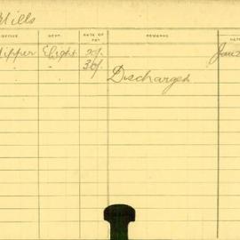 Staff Card - Mills, C - employed 1916-1917