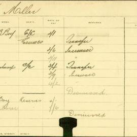 Staff Card - Miller, W - employed 1904-1910