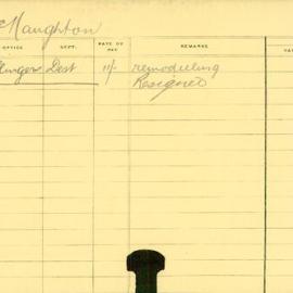 Staff Card - McNaughton, J - employed 1914