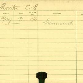 Staff Card - McMaster, CE - employed 1917-1918