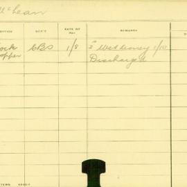 Staff Card - McLean, C - employed 1911